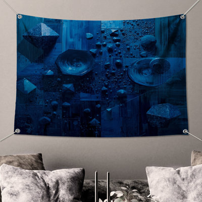 Blue Geometric Shapes Wall Tapestry - Geometric Shapes Wall Decor