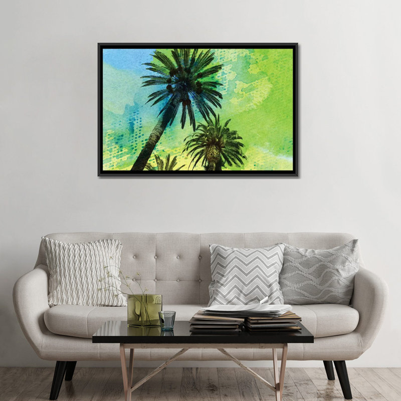 Deux palmiers par Irena Orlov - reproduction de photo sur toile tendue, H 18 po x l 26 po x P 1,5 po, Toile avec cadre noir