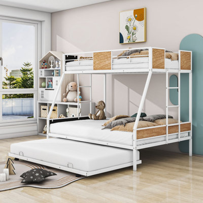 Lit superposé simple au-dessus d'un lit double avec lit gigogne Nahua par Mason & Marbles