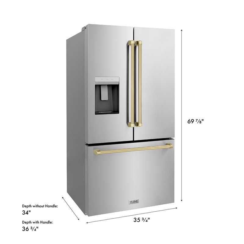 ZLINE Autograph 36 in. Standard-Depth Refrigerator w/ Handles, Champagne Bronze, Stainless Steel