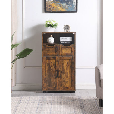 Adjustable Storage Rustic Brown Cabinet For Home And Office, Particle Board Versatility by Ophelia & Co.