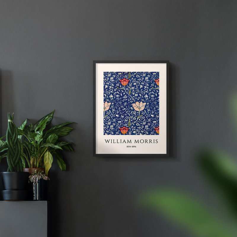 William Morris, reproduction d'art encadrée II, H 14 po x l 11 po, Noir