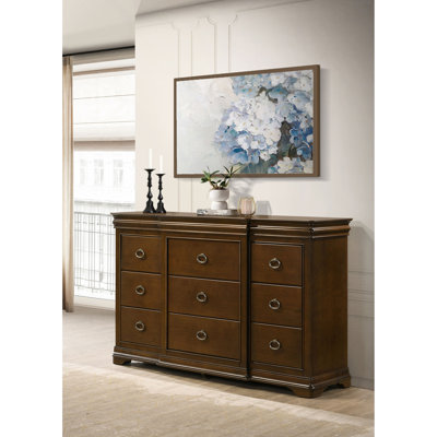 Leonide Brown Cherry 9-drawer Dresser
