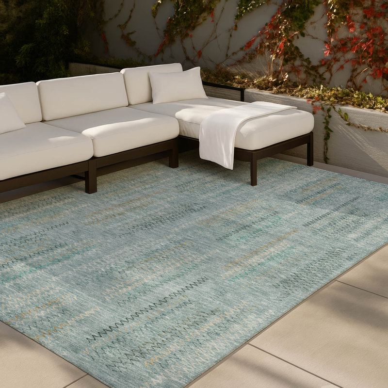Machine Washable Indoor/Outdoor Chantille ACN2887 Modern Rug, Teal, 3' x 5'