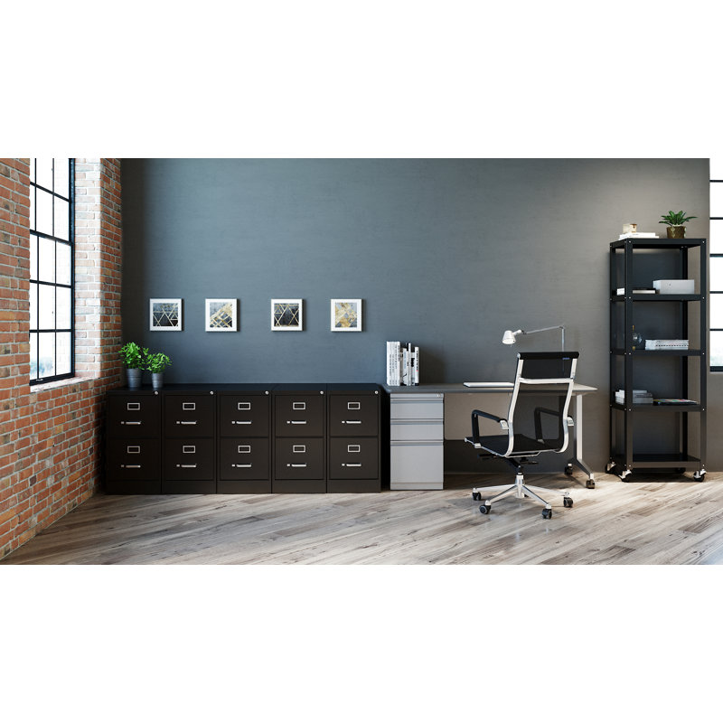 15'' Wide 2 -Drawer Steel File Cabinet, Black