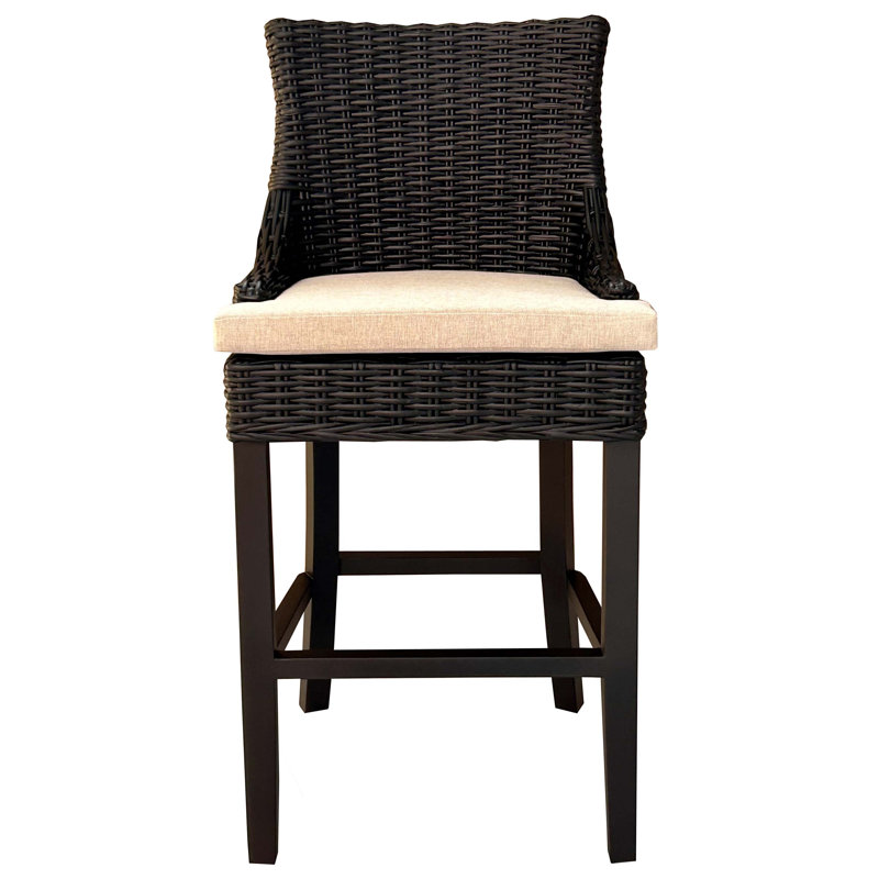 Alfresco Barstool Black Kuba Weave, Bar Stool (29.5" Seat Height)