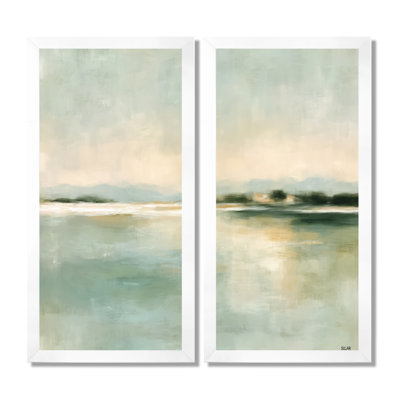 «Green Yellow Morning Dew Of Alice Lake - Vancouver Wall Art, Green Cityscape», ensemble de 2 impressions sur toile