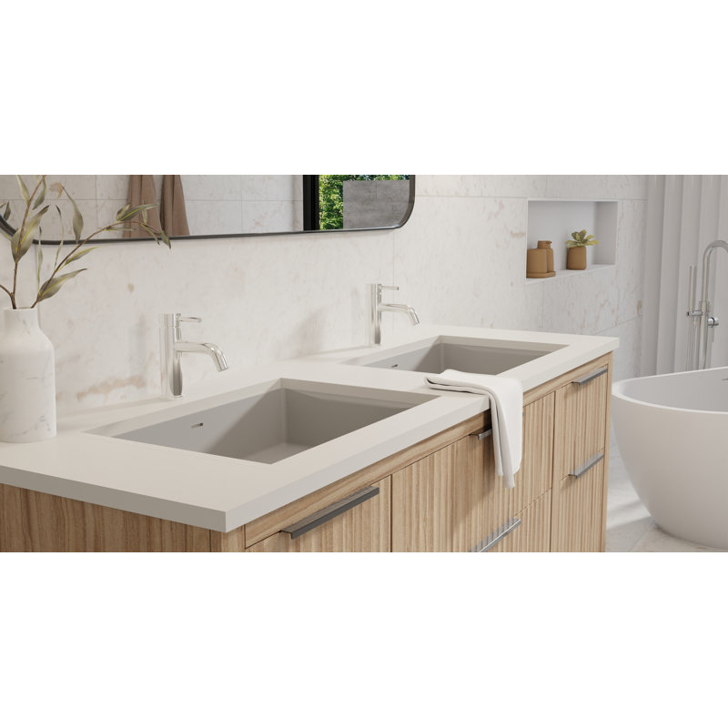 Lavabo de salle de bain encastrable en résine 23,5 po x 16,3 po Badeloft UB-05-M-MGRY en gris mat, Gris mat