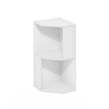 Sharee 2-Tier Freestanding Corner Shelf Bookcase, Bookshelf, White