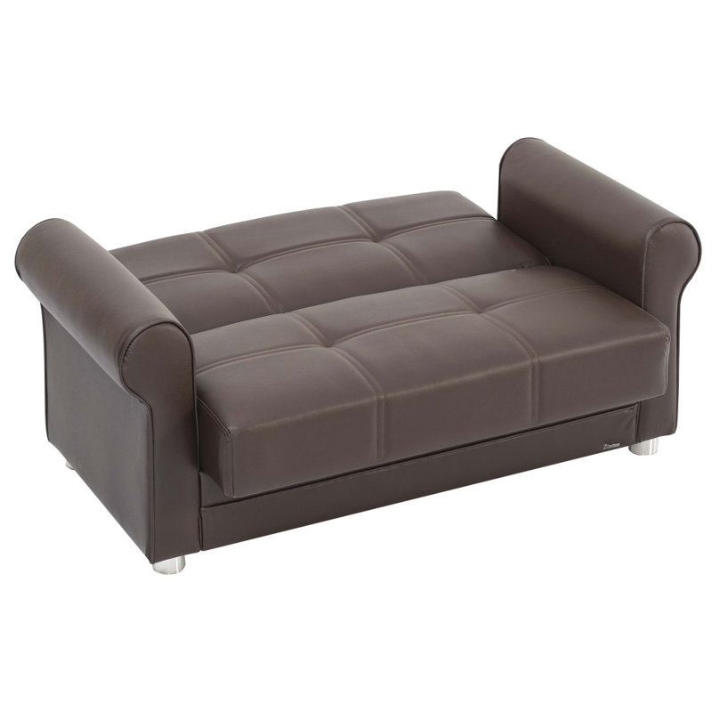 Causeuse convertible avec rangement Primenest Ithara Collection, polyuréthane brun, Brun