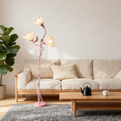 Modern Flower Floor Lamp With 3 Adjustable Heads, 3 Color Temperature Modes & Flexible Gooseneck, Vintage LED Standing Lamp For Living Room, Bedroom, Office Decor