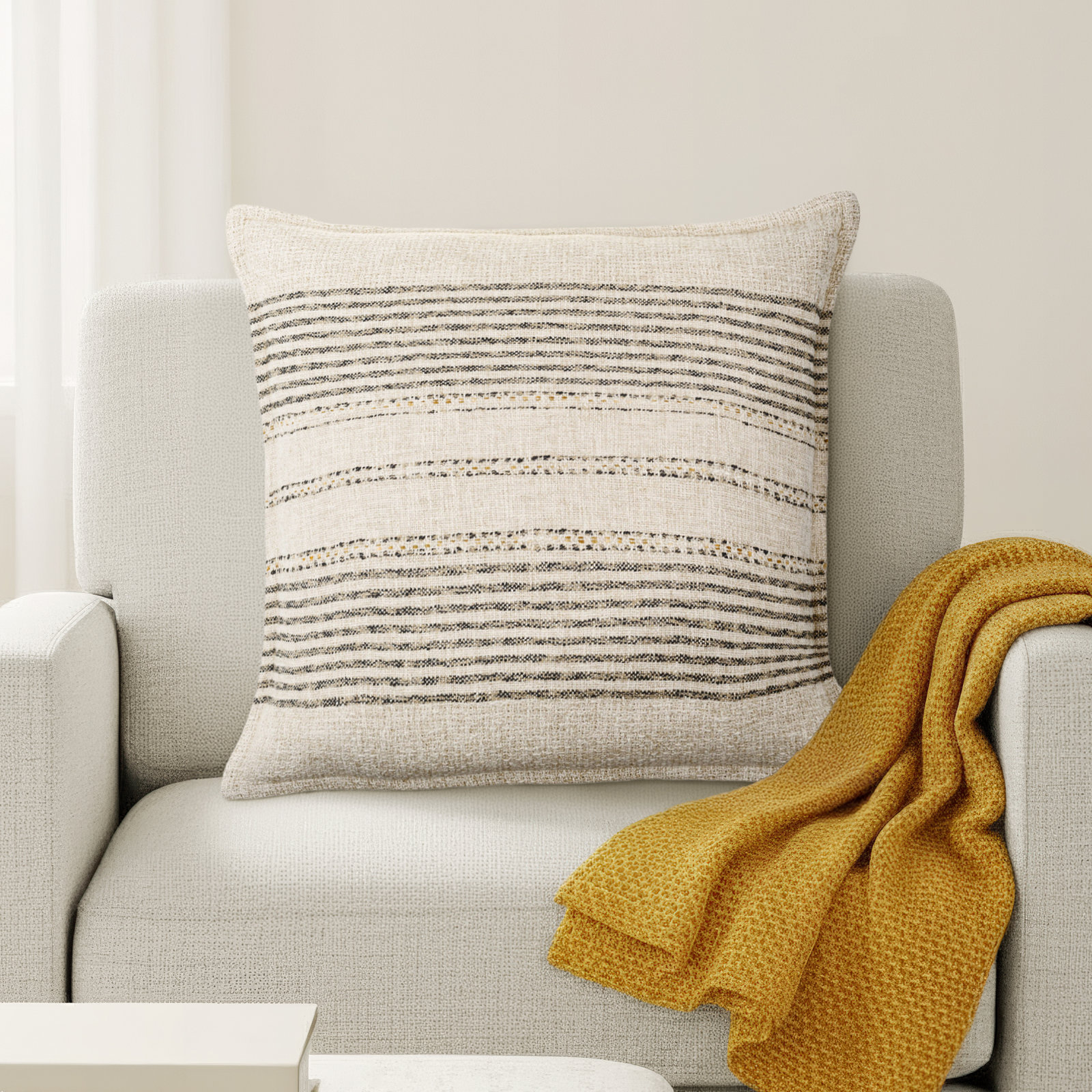 Nicolina Striped Throw Pillow, 22" x 22", Pillow Cover Only - No Insert