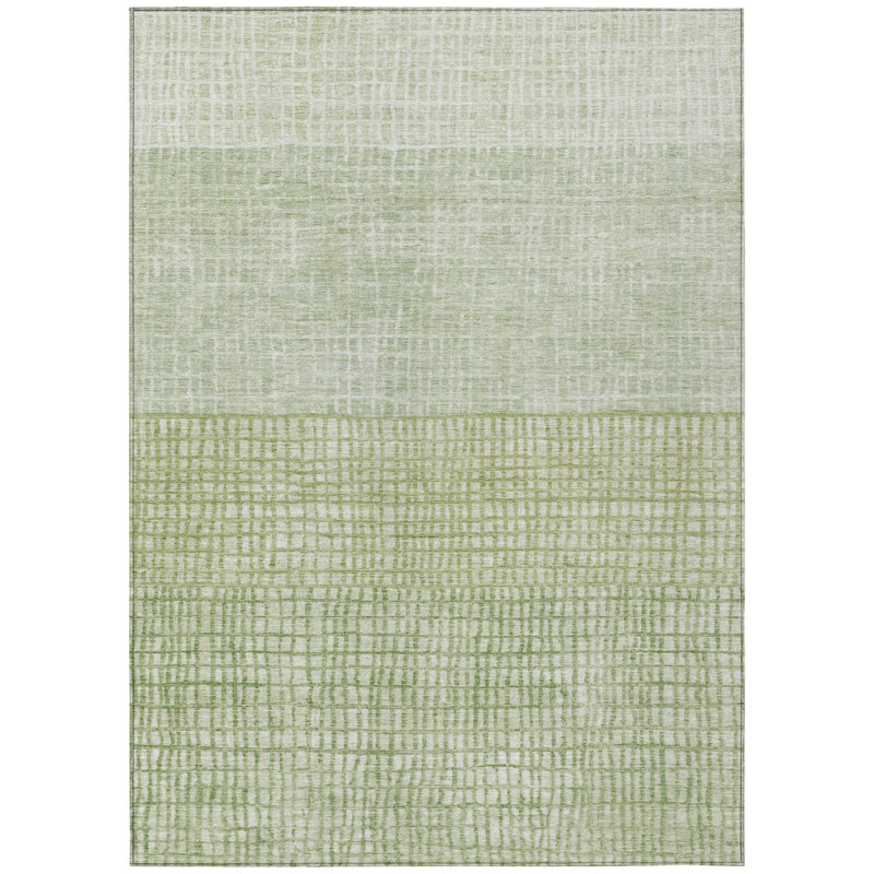 Machine Washable Indoor/Outdoor Xhevrie Sage Rug, Rectangle 8' x 10'