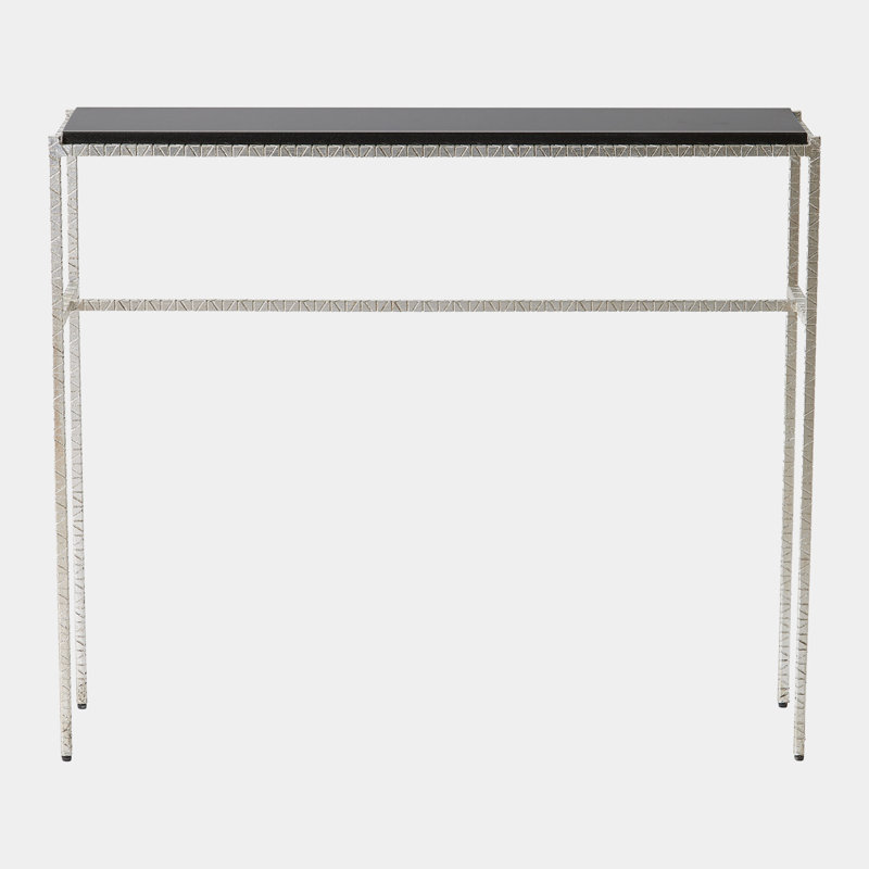 Cut Iron 38'' W Marble Console Table, Black, Silver