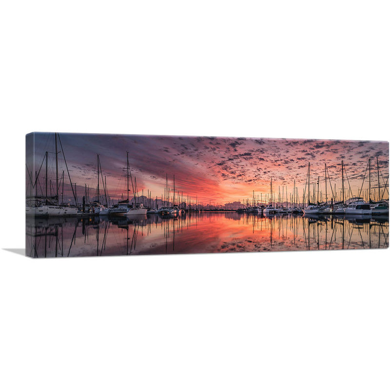 " Yachts Sunset Panoramic ", 12" H x 36" W x 0.75" D