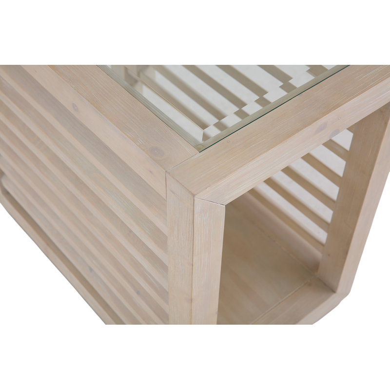 Glass End Table with Storage, Small