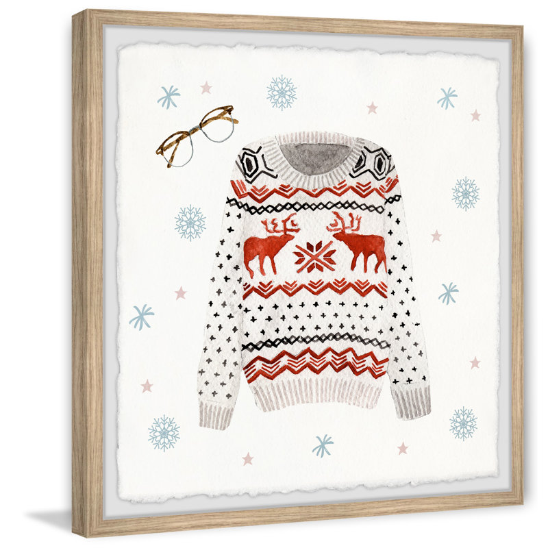 Reindeer Sweater - Single Picture Frame Painting, 45cm H x 45cm W x 3.81cm D
