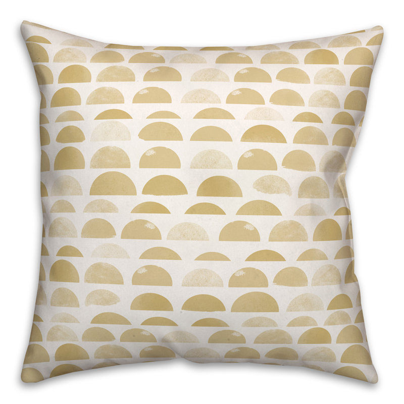 Housse et insert de coussin carré extérieur demi-cercles 7, Jaune, 16 po x 16 po
