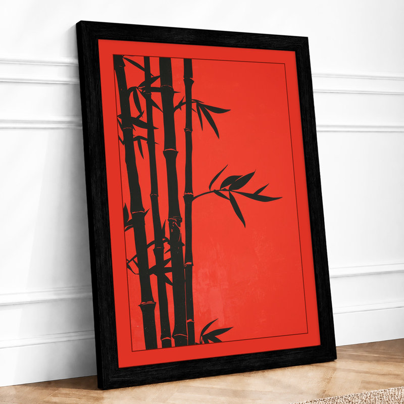 Bamboo Silhouette Japandi - Framed Print, A2 - 59.4 x 42.0 cm, Black