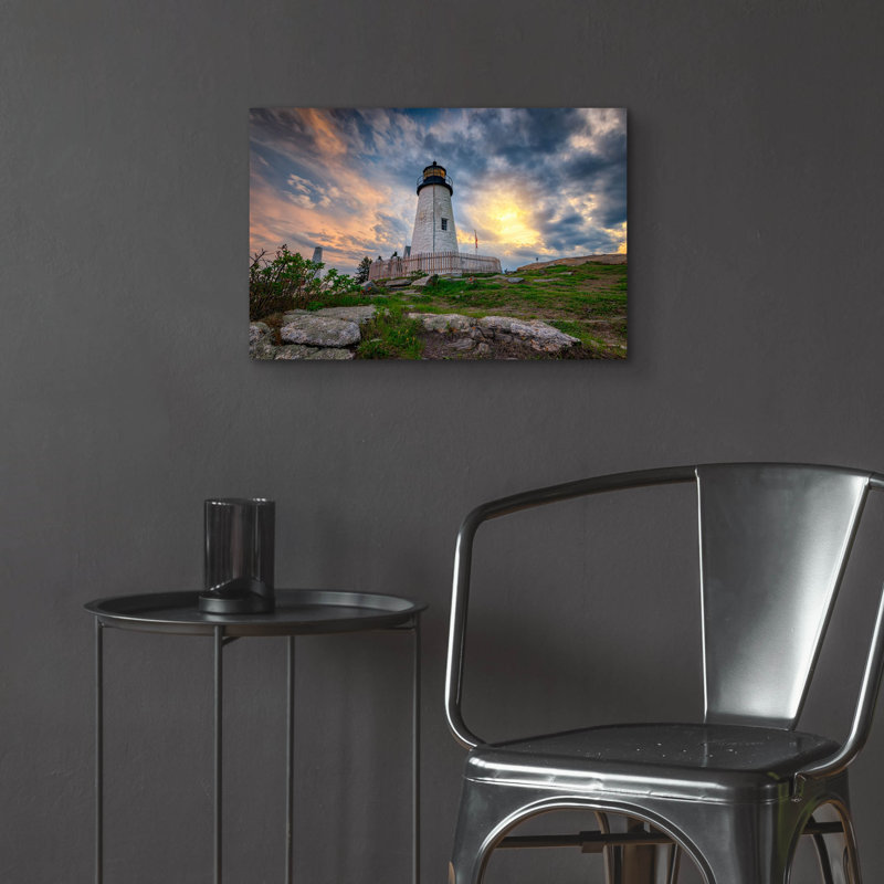 «Cloudy Skies At Pemaquid Point» par Rick Berk, art mural en verre acrylique, H 16 po x l 24 po x P 0,2 po