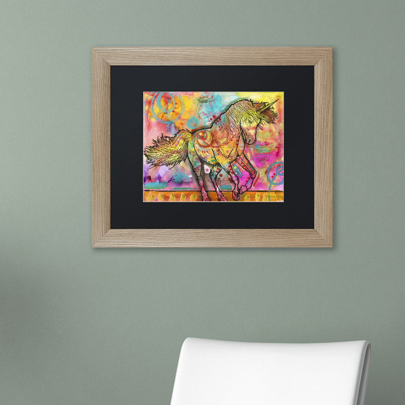 « licorne », impression, Noir, H 16 po x l 20 po x p 0,5 po, Cadre noir