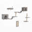 Arbre à chat mural, meuble pour chat avec 2 maisonnettes pour chat, 3 tablettes murales pour chat, 2 échelles, 1 perchoir pour chat, poteaux à griffer en sisal et coussin