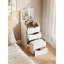 Bureau de coiffeuse 3 en 1 avec miroir à plateau rabattable, petit ensemble de coiffeuse avec bureau en verre visible, meuble-lavabo compact avec 3 tiroirs, coiffeuse pour chambre à coucher-1447045958
