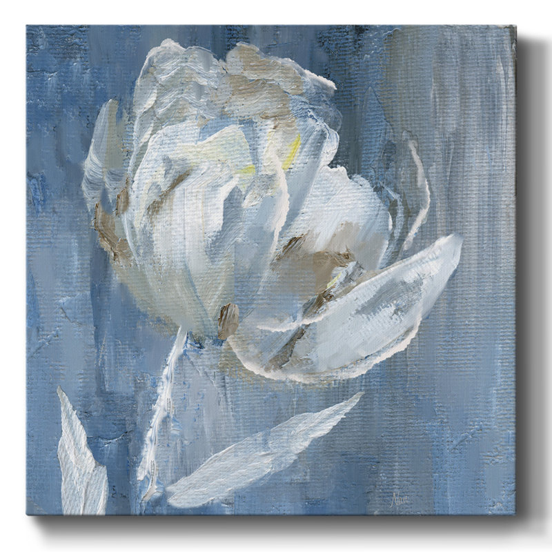 «White on Blue I» sur toile, H 16 po x l 16 po x P 1,5 po