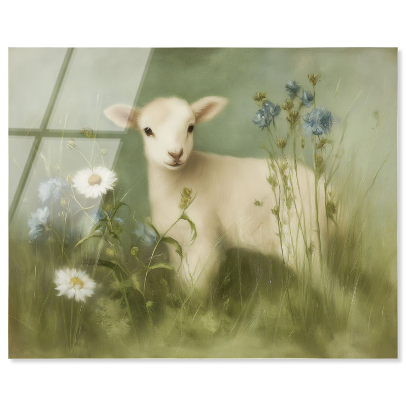«Cornflower Lamb II», reproduction d'art acrylique sur toile par Art Remedy, prête à être accrochée, 30 x 24