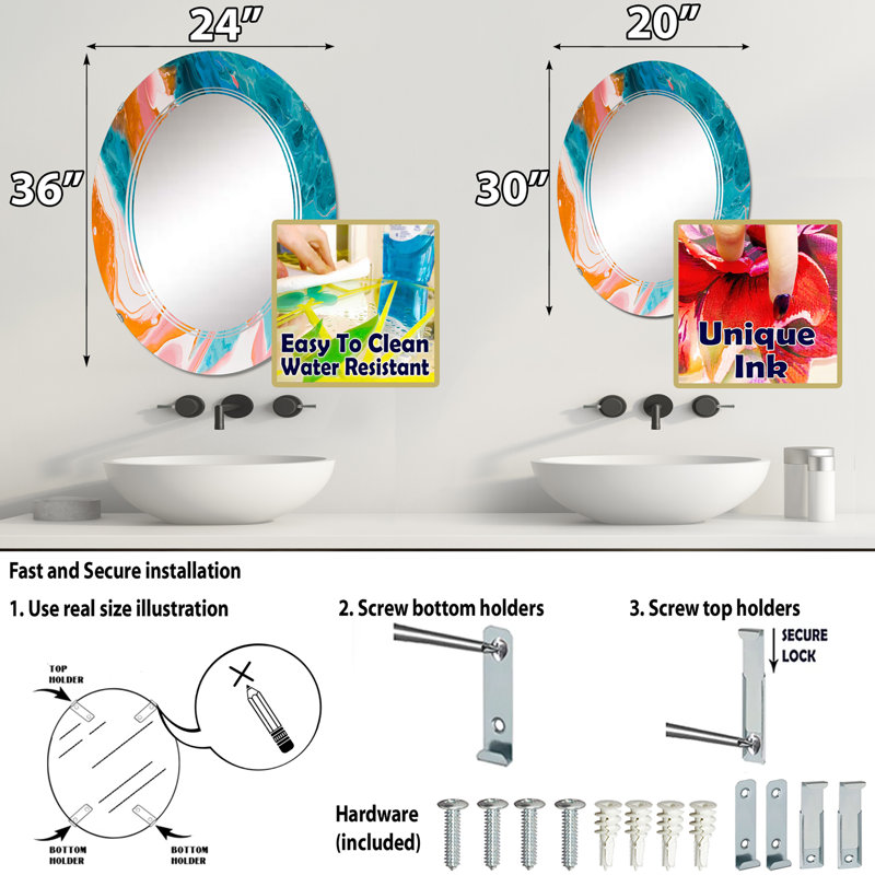 Miroir de salle de bain sans cadre, 30 po x 20 po