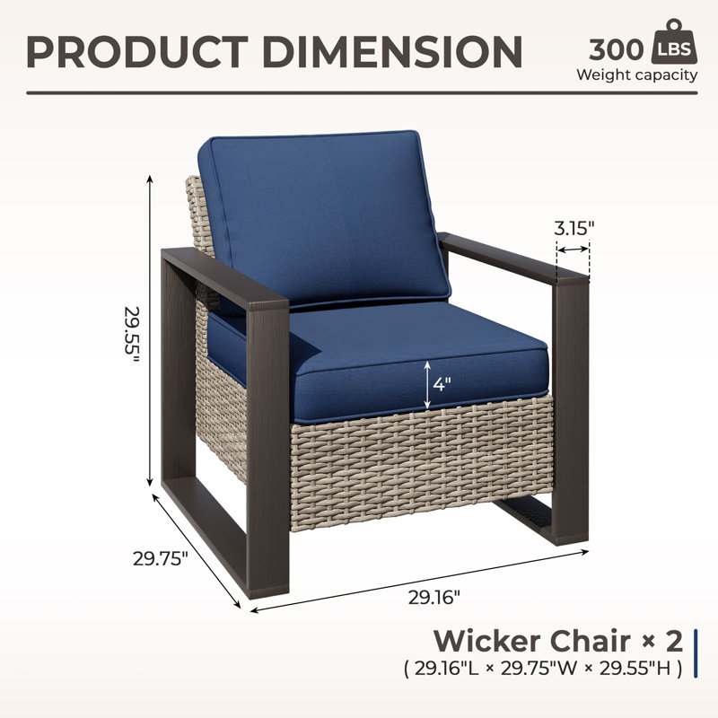 Suilmann Outdoor Lounge Chair, Bleu, Gris