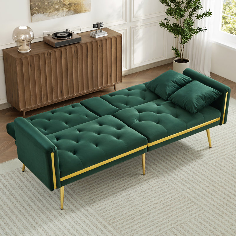2 Seater Velvet Loveseat, Green
