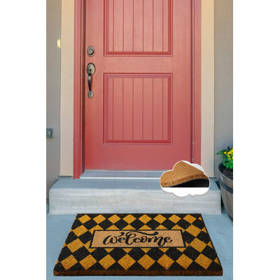 Paillasson 100% coco fait à la main, dessous antidérapant, 15,7 po x 23,6 po | Lavable à la machine à 86 ° F, durable et écologique, parfait pour les vestibules, design élégant pour la maison et le bureau