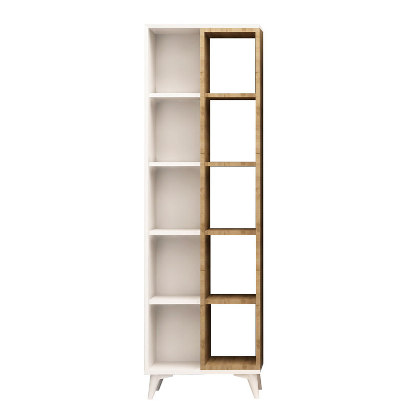 Modern White Bookshelf with Numerous Shelves, 19.7 x 63.8 x 9.8 inches | 100% Melamine Coated Particle Board, Thickness: 0.7 inches | Sturdy Plastic Legs, Wall-Fixable Design, Perfect for Stylish Home Decor & Organization