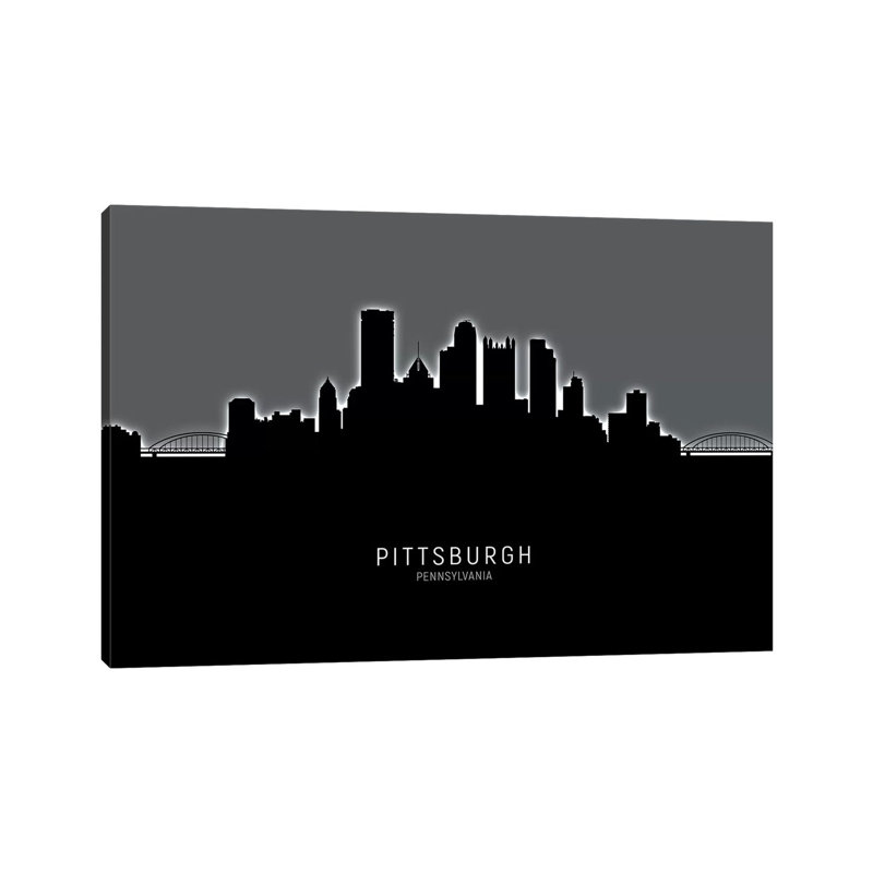 «Pittsburgh Pennsylvania Skyline» par Michael Tompsett, impression sur toile tendue, H 26 po x l 40 po x 1,5 po