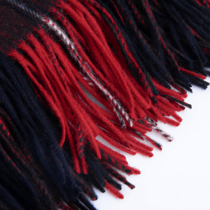 Mackellar 100% Natural Wool Throw, Gray/Red/Black Plaid