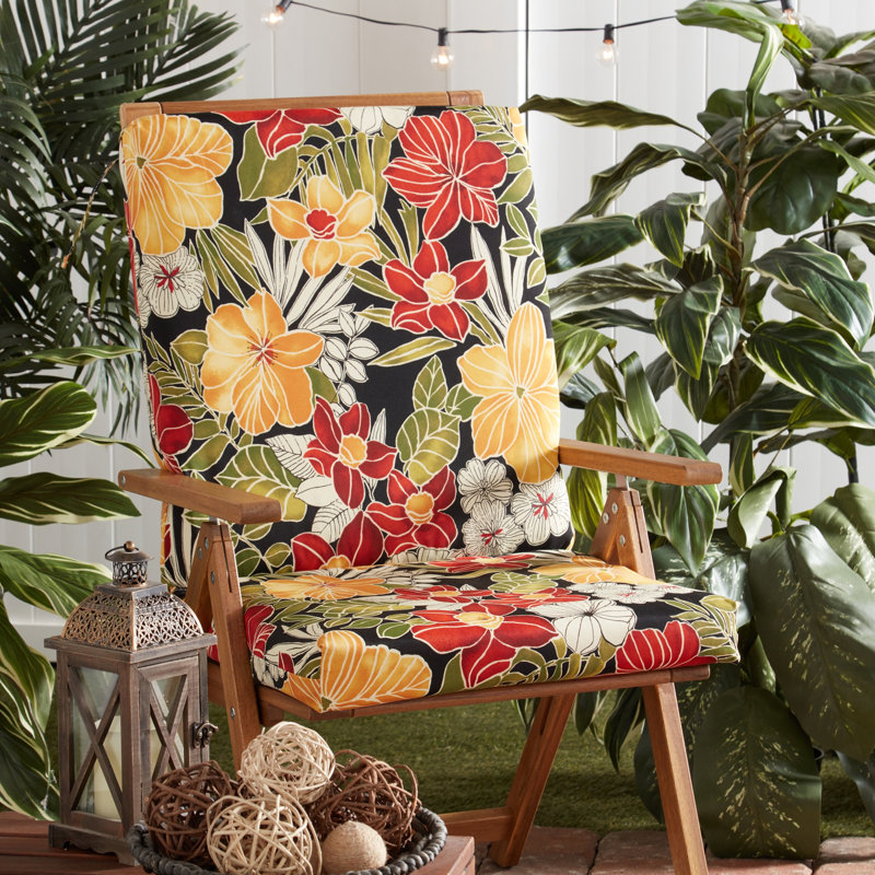 High Back Dining Chair Pad, Aloha Black
