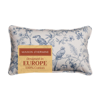 Maison d'Hermine Jouy Paradise - Blue 100% Cotton Decorative Pillow cover - 12" x 20" - Pack of 1