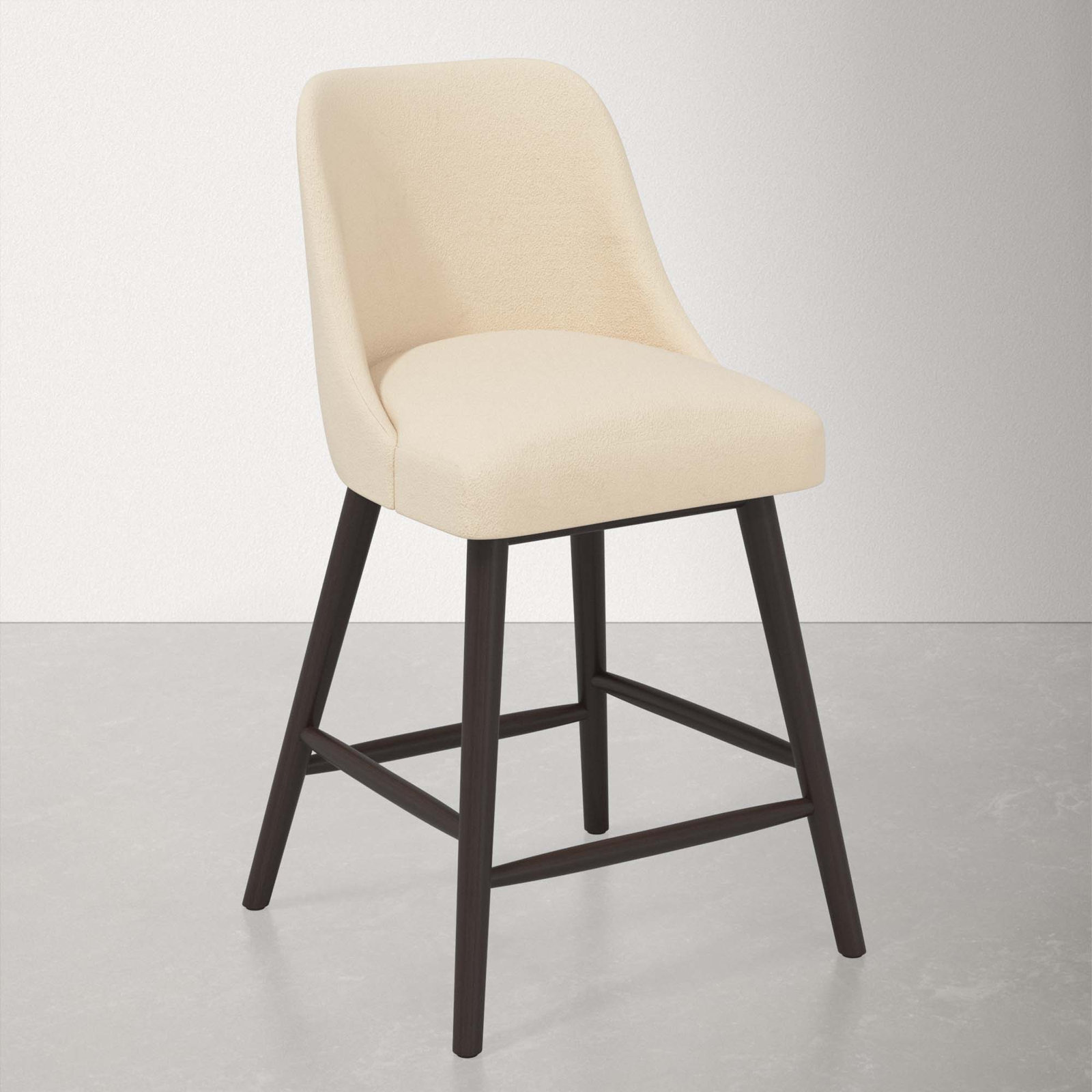 Gallie Stool, Espresso, Counter Stool (27" Seat Height), Classic Pearl Performance Velvet