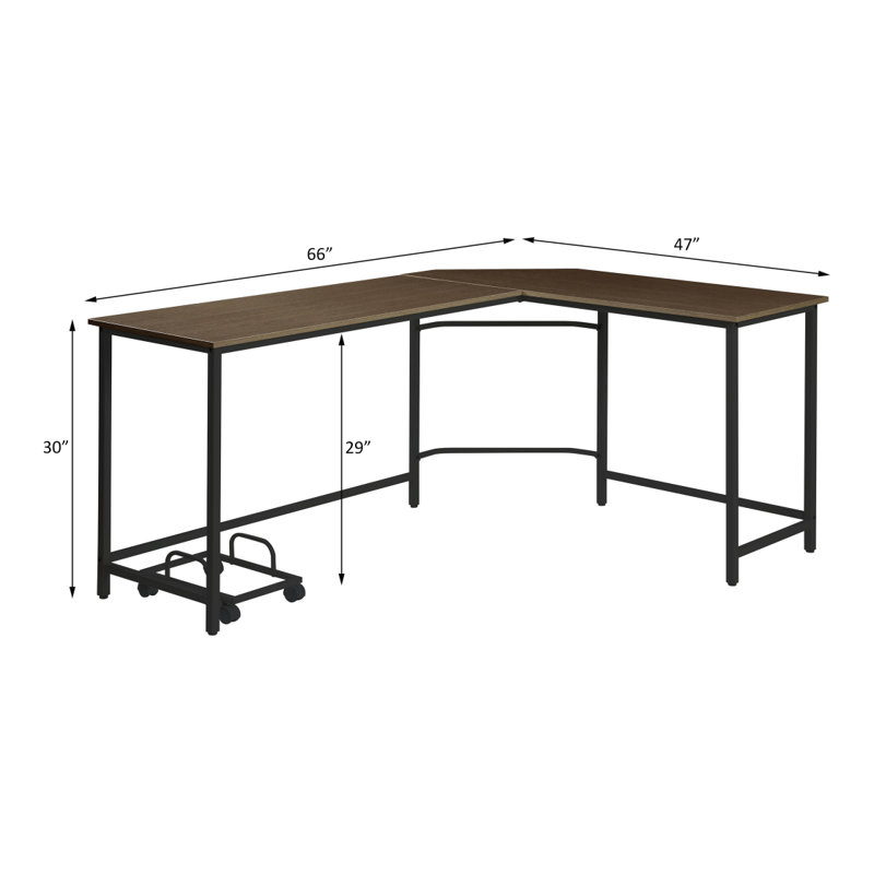 Bureau d'ordinateur Dazenus, H 30 po x l 66 po x P 47 po, Chêne / noir