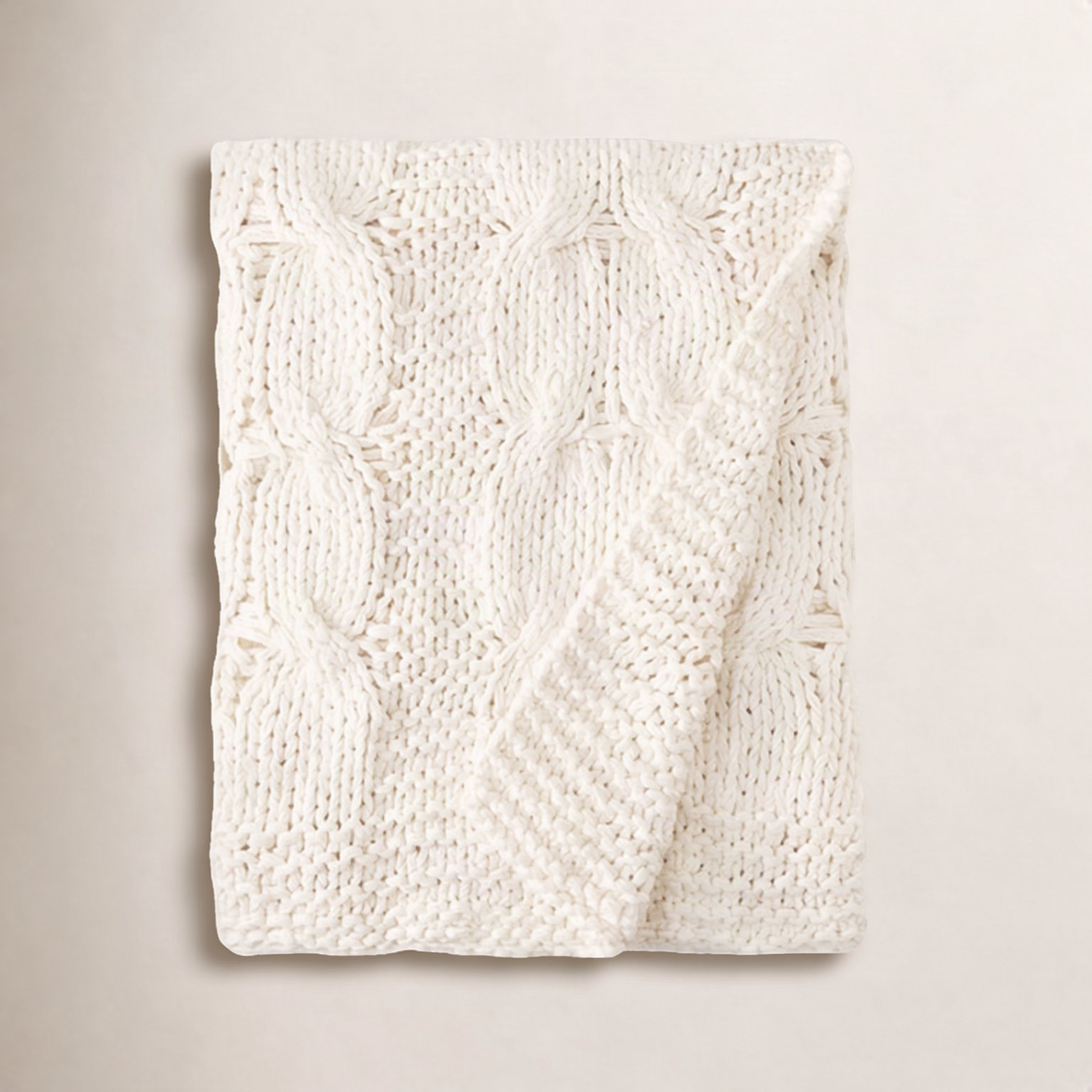 Wildomar Cotton Knit Throw Blanket, Natural