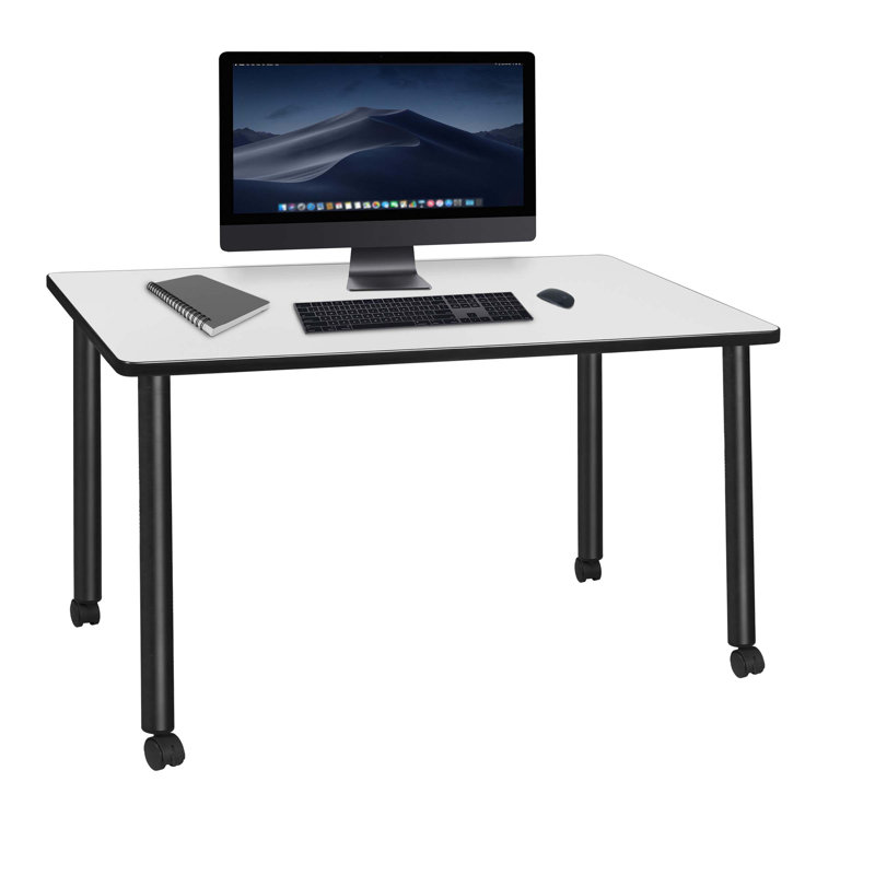 Regency Kee Mobile Desk, White/Black, 29" H x 60" W x 24" D