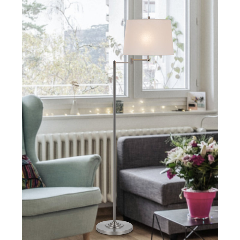 Svava 63'' Swing Arm Floor Lamp, Black