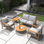 Ensemble de patio 5 pièces en bois d'acacia massif Ze Zephra avec coussins