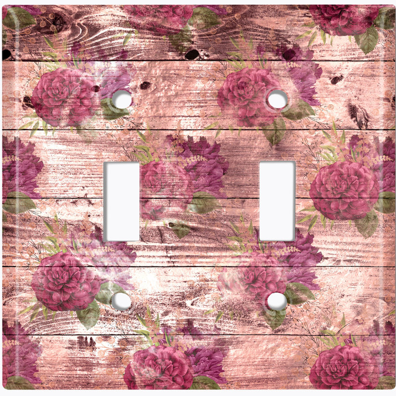Plaque murale à 2 interrupteurs à bascule Fence Rose Flower