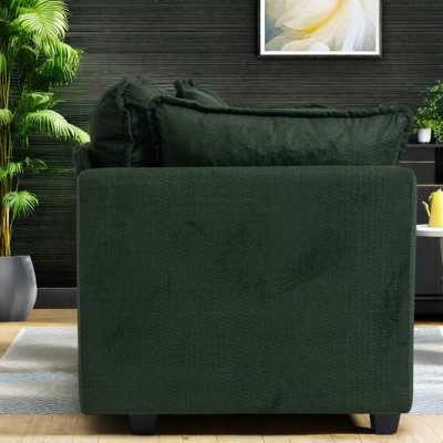 Canapé modulaire moderne en chenille avec méridienne, vert antique pour le salon