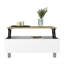 Table basse à plateau relevable blanc doux avec rangement dissimulé, conception rectangulaire compacte pour les salons
