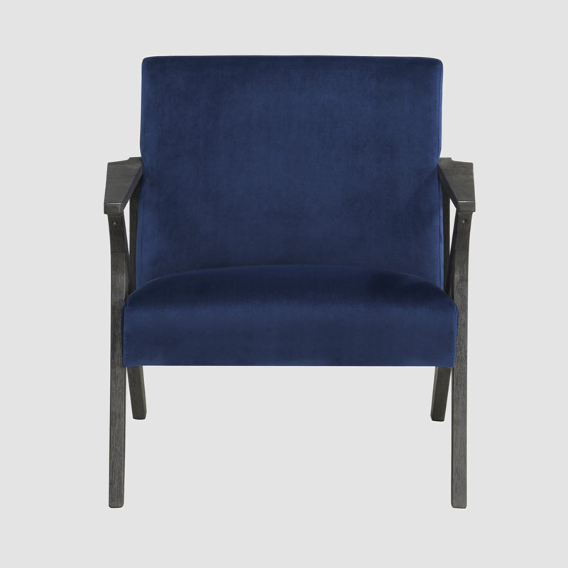 Fauteuil large en velours 30 po Nalleli, Velours bleu marine