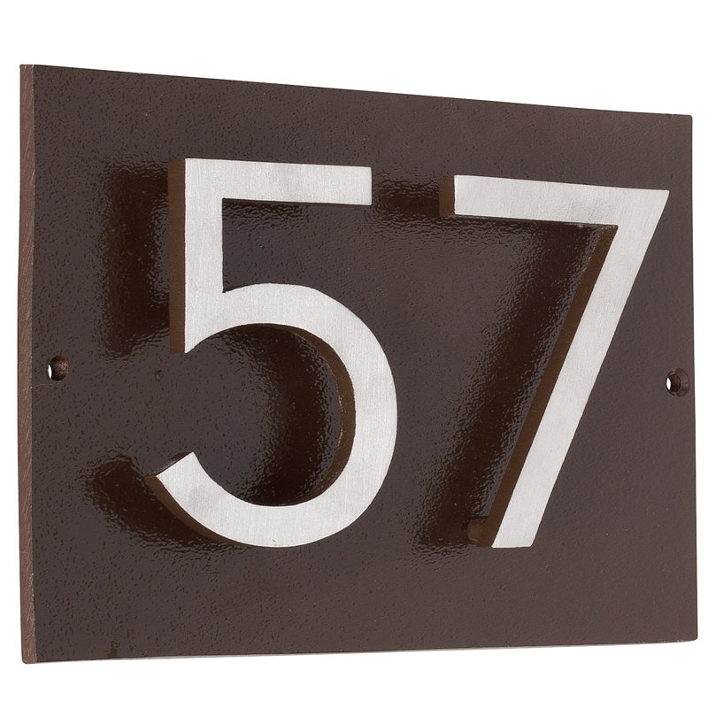 Plaque d’adresse murale sur 1 ligne flottante, Bronze romain, Nickel satiné deux tons, Oui