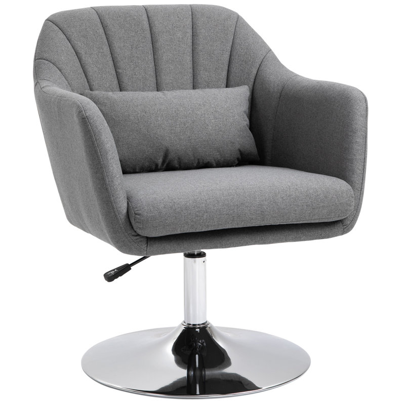 Upholstered Accent Chair, Dark Grey Linen